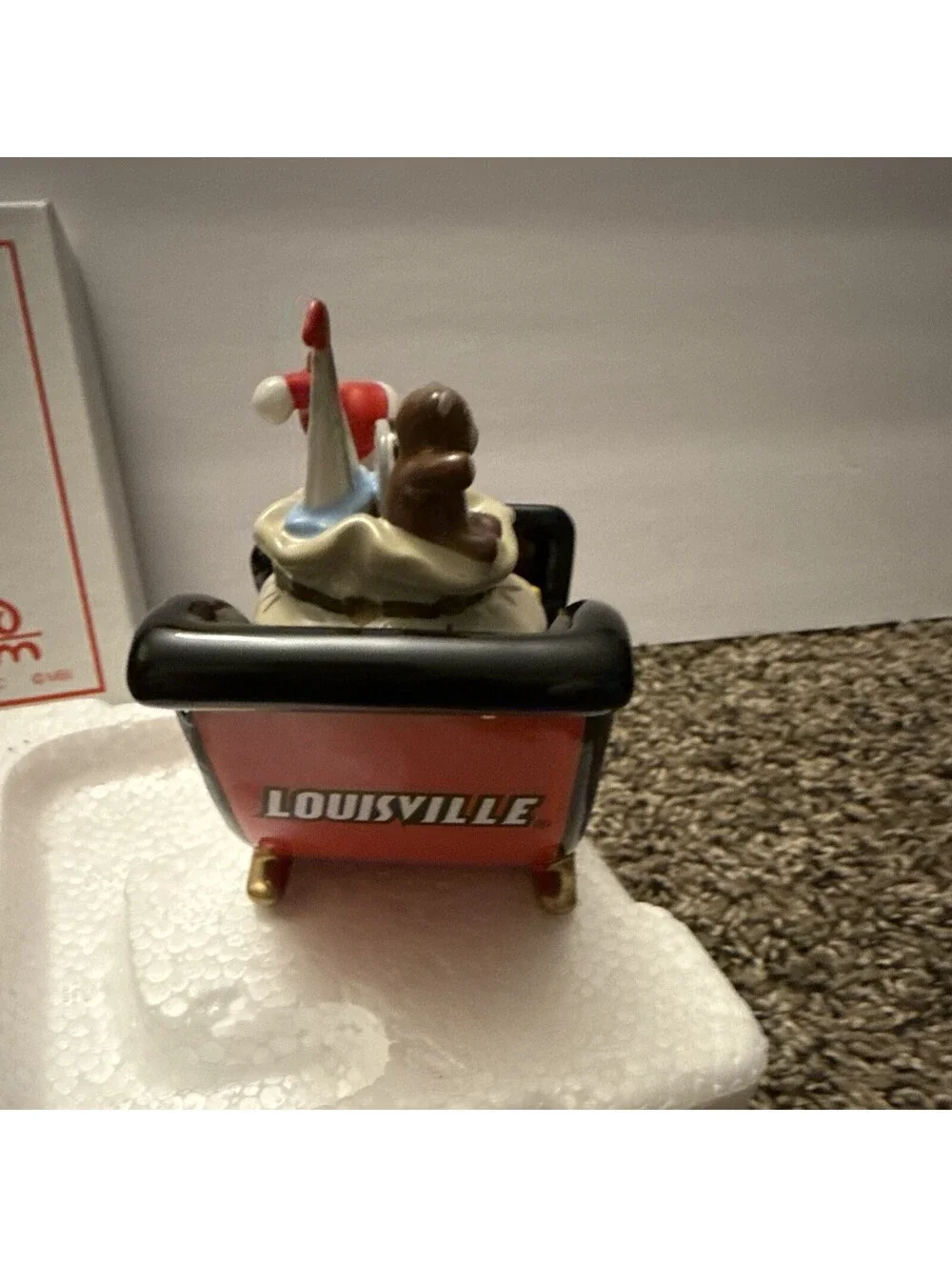 Louisville Cardinals Santa Sleigh Ceramic Christmas Figurine, Boxed, 2009